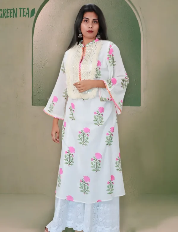 Blush Petal Cotton Layered Kurta Set