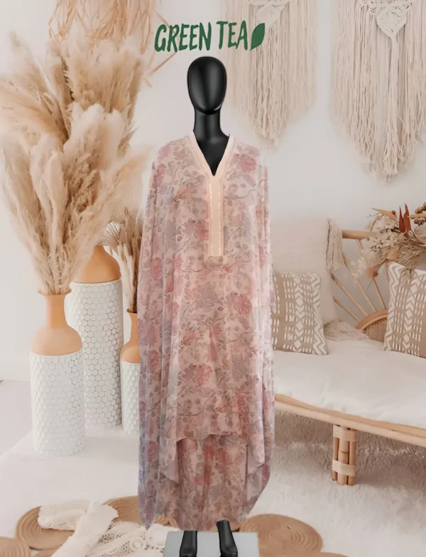 Red & White Jungle Print Cotton Kaftan Set