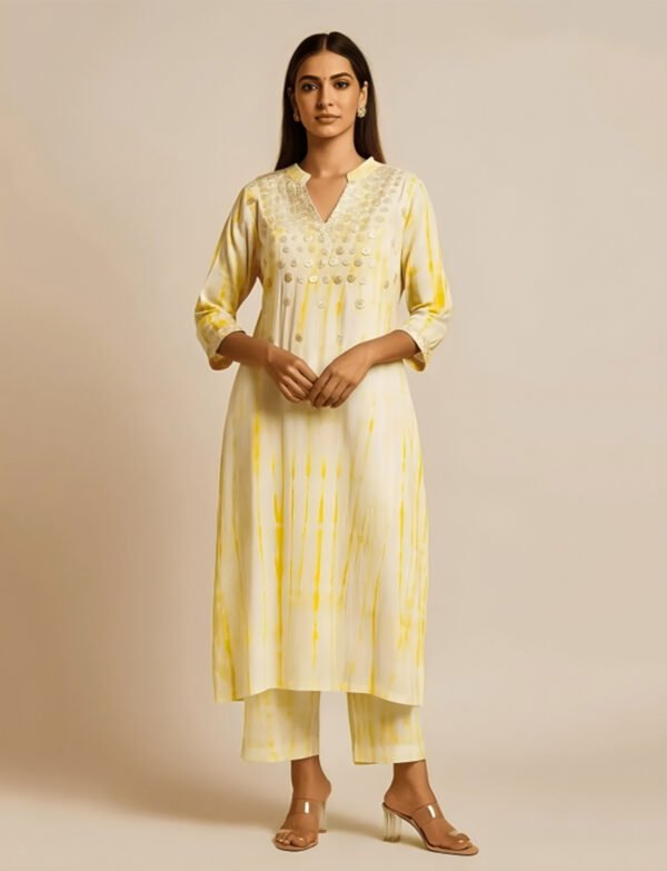 Lemon Drop Shibori Embroidered Set