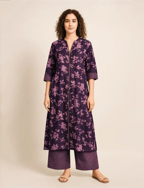 Violet Bloom Chanderi Co-ord Set