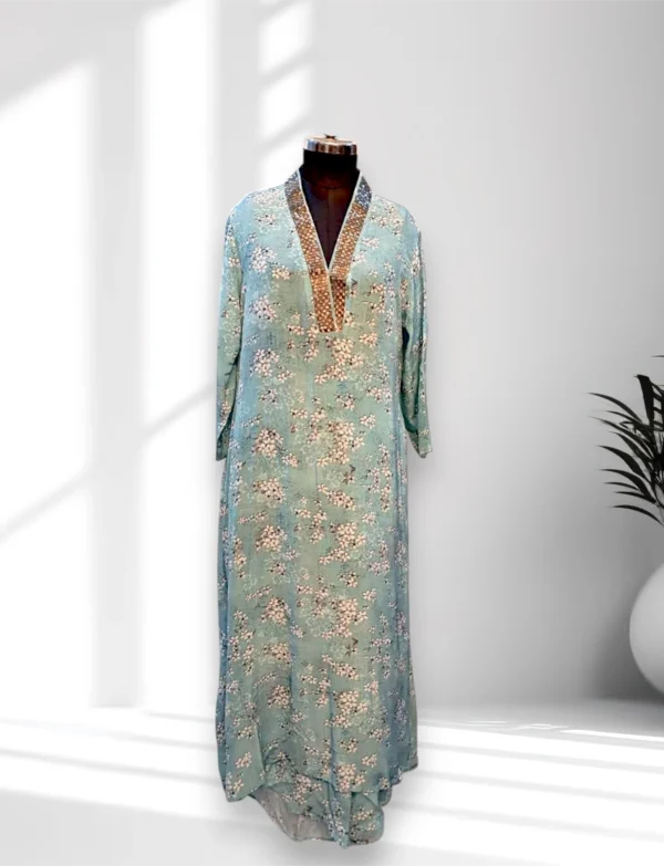 Azure Bloom Crepe Co-ord Set